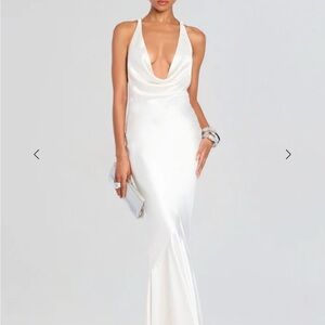 Retrofete White Satin Maxi Dress